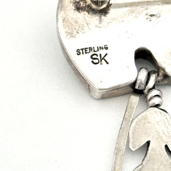 Vintage Samson Kee Native American 925 Sterling Silver Turquoise Bear Brooch Pin - Picture 6 of 11